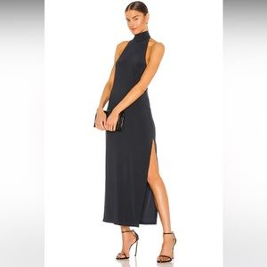 Halter Turtle Side Slit Gown in Pewter
Norma Kamali
